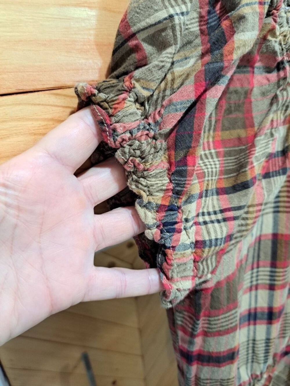 Converse One Star Womens Plaid Ruffle Dress Short Sleeve Size L Dark Academia - Picture 4 of 12